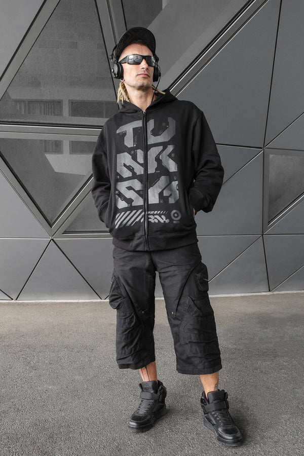 Men zipped hoodie Grafx black - TUNKSA