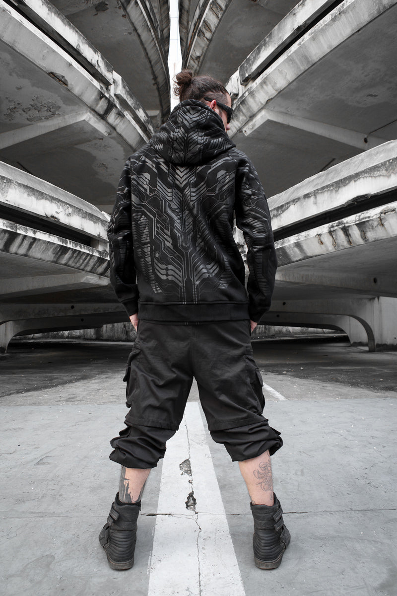 Zipped hoodie Cödex 3 men black - TUNKSA